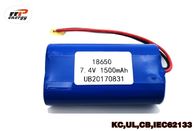 pacchetto ricaricabile INR18650 della batteria dello ione di 7.4V 1500mAh Li con approvazione dei CB PSE dell'UL KC