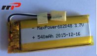 IEC del CE dell'UL ad alta teeratura delle batterie del polimero del litio 540mAh 602048
