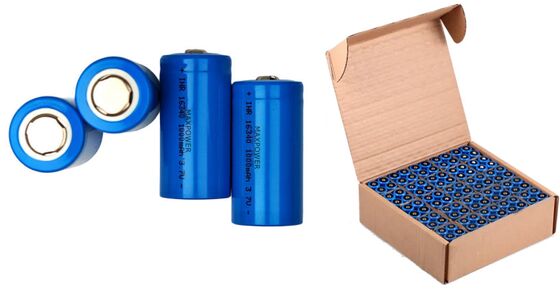 16340 3.7V 800mah 950mAh 1000mAh batterie agli ioni di litio CR123A Torcia Ventole Batteria cilindrica agli ioni di litio